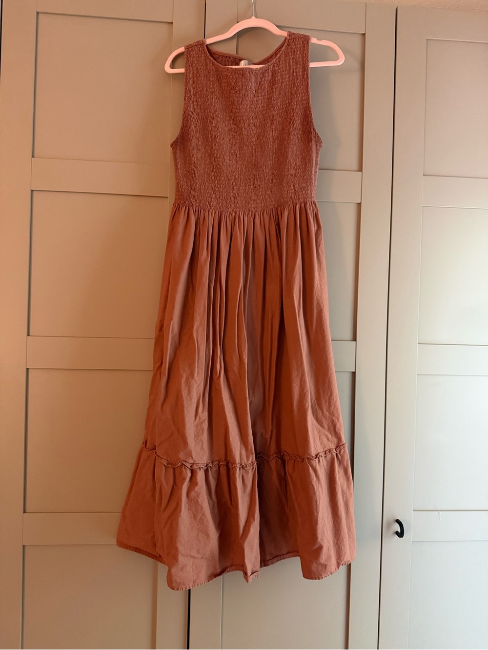 Tradlands Goldie Smocked Sleeveless Dress in Cameo